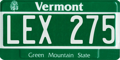 VT license plate LEX275