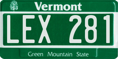 VT license plate LEX281