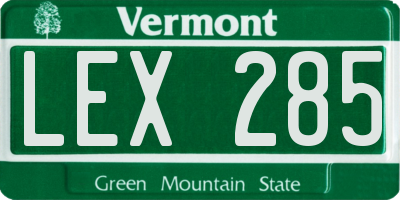 VT license plate LEX285