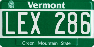 VT license plate LEX286