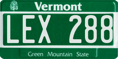 VT license plate LEX288