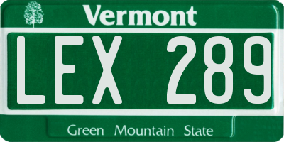 VT license plate LEX289
