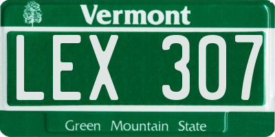 VT license plate LEX307