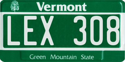 VT license plate LEX308
