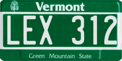 VT license plate LEX312