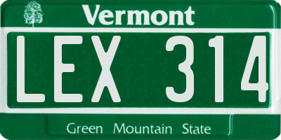 VT license plate LEX314