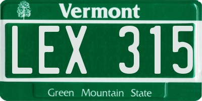 VT license plate LEX315