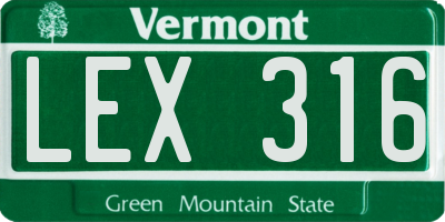 VT license plate LEX316