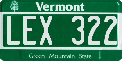 VT license plate LEX322