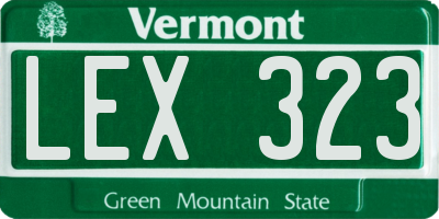 VT license plate LEX323