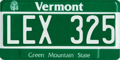 VT license plate LEX325