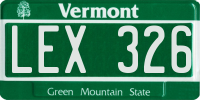 VT license plate LEX326