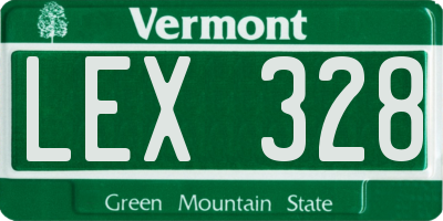 VT license plate LEX328