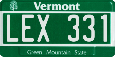 VT license plate LEX331