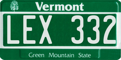 VT license plate LEX332