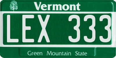 VT license plate LEX333