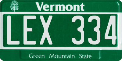 VT license plate LEX334