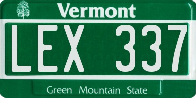VT license plate LEX337