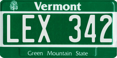 VT license plate LEX342