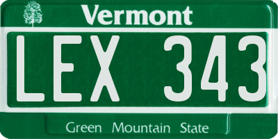 VT license plate LEX343