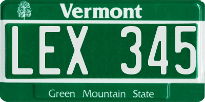 VT license plate LEX345