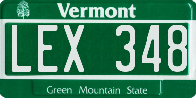 VT license plate LEX348