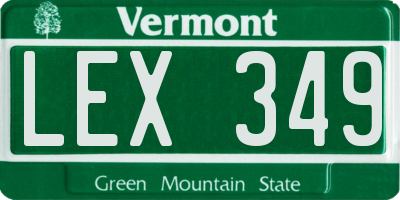 VT license plate LEX349