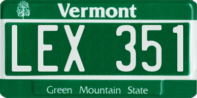 VT license plate LEX351