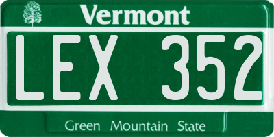 VT license plate LEX352