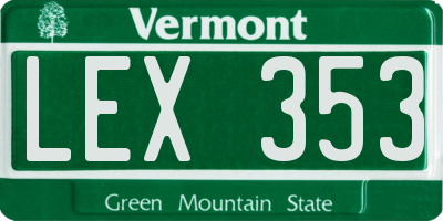 VT license plate LEX353