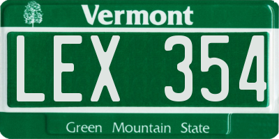 VT license plate LEX354