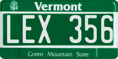 VT license plate LEX356