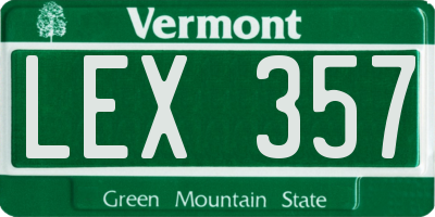 VT license plate LEX357