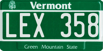 VT license plate LEX358