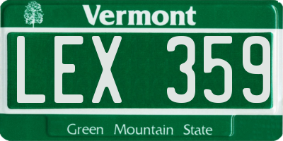 VT license plate LEX359