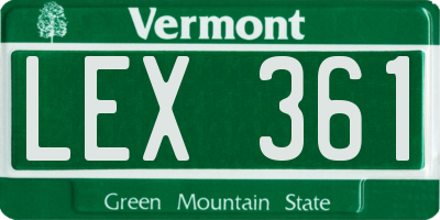 VT license plate LEX361
