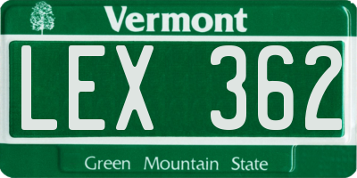 VT license plate LEX362