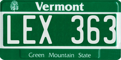 VT license plate LEX363