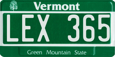 VT license plate LEX365