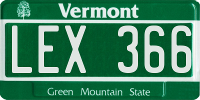 VT license plate LEX366
