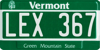 VT license plate LEX367