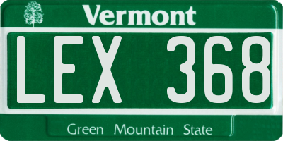 VT license plate LEX368