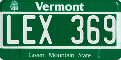 VT license plate LEX369