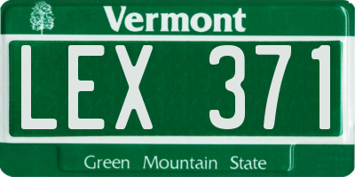VT license plate LEX371
