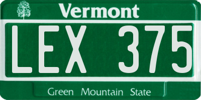 VT license plate LEX375