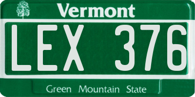 VT license plate LEX376