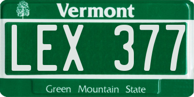 VT license plate LEX377