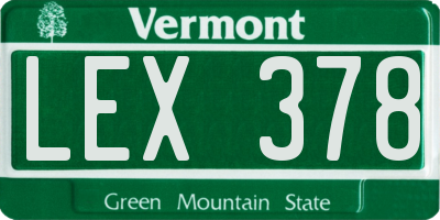 VT license plate LEX378