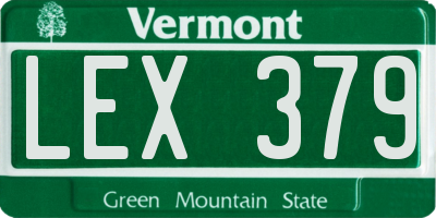 VT license plate LEX379