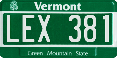 VT license plate LEX381